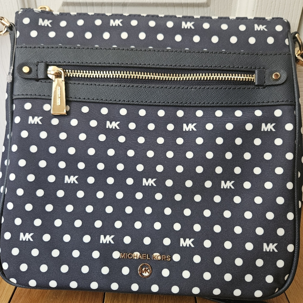 Michael Kors Polka Dot Crossbody Bag Navy White - New Without Tags